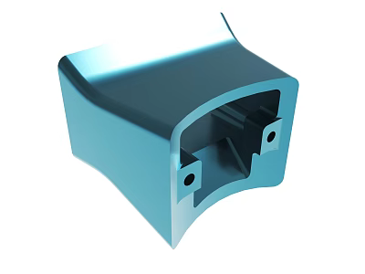 Blue Industrial Part With Hollow Body Mounting Holes And Smooth Edges 3d model