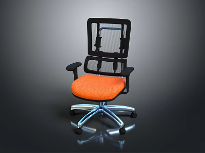 Ergonomic Office Chair With Mesh Backrest Black Armrests And Orange Seat Cushion 3d model