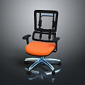 Ergonomic Office Chair With Mesh Backrest Black Armrests And Orange Seat Cushion