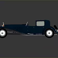 Vintage Dark Blue Convertible Classic Car With White Soft Top And Wooden Window Frames