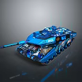 Blue Modern Tank With Decorative Patterns And Military Design Elements 3d model