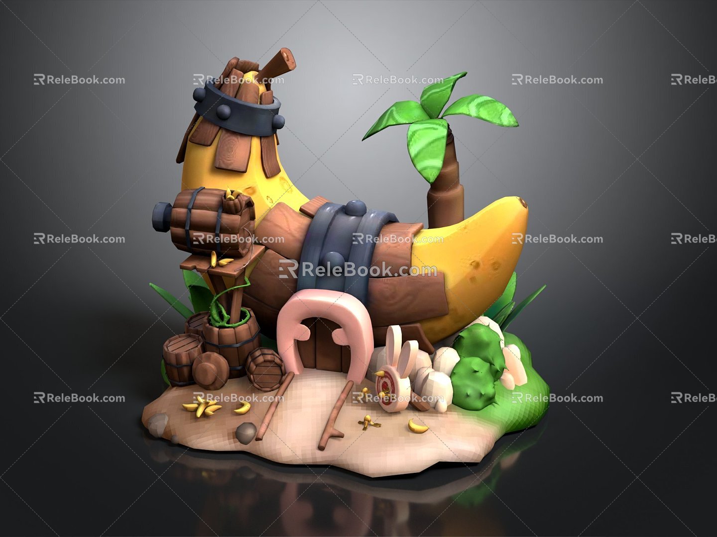 Cartoon wooden house banana house cartoon wooden house cartoon wooden house cartoon wooden house 3d model