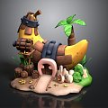 Cartoon wooden house banana house cartoon wooden house cartoon wooden house cartoon wooden house 3d model