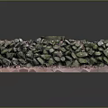 Rustic Stone Wall Landscape With Pink Ground Green Circular Feature Small Stones And Blue Objects 3d model