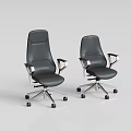 Two Modern Black Office Chairs with Metal Frame and Rolling Wheels 3d model