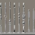 White Decorative Balusters With Intricate Carvings And Various Designs For Railings
