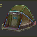 Green Outdoor Camping Tent With White Frame And Waterproof Floor Mat