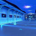 China Sichuan International Meat Industry Service Center Modern Interior with Blue Lighting and Figures