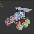 Lunar Terrain Surface With Solar Panel Equipped Rover And Six Wheels 3d model