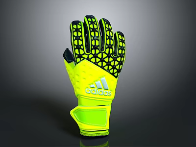 Adidas Goalkeeper Gloves With Yellow And Black Grip Pattern And Wrist Support Design 3d model