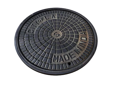 Circular Manhole Cover Road Infrastructure With Grid Pattern City Of LA Made In USA 3d model
