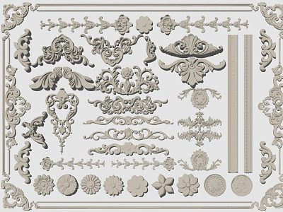 French carved top lamp panel 3d model