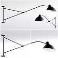 Modern Wall Lamp with Adjustable Arm Sleek Metal Structure and Round Shade for Home Lighting
