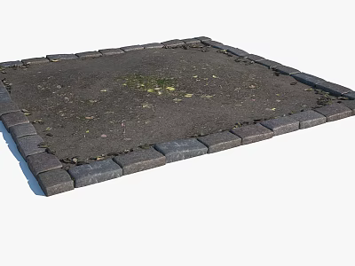 Square Tree Pit With Brick Border And Central Soil Area For Urban Greenery 3d model