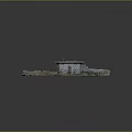 3D Model Of Damaged Brick Structure With Ruins Grass Debris And Water