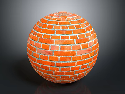Orange Brick Sphere With Red Brick Texture And Smooth Round Design 3d model