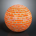 Orange Brick Sphere With Red Brick Texture And Smooth Round Design