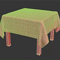 Stylish Dining Table With Red And White Checkered Tablecloth And Sturdy Legs