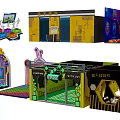 Vibrant Kids Playground with Interactive Video Games Colorful Panels and Fun Equipment