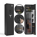 Black Vertical Commercial Storage Cabinet With Open Door And Internal Shelves