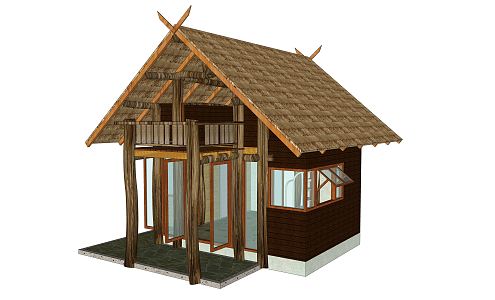 Modern thatched cottage thatched cottage thatched pavilion cottage farmhouse 3d model