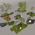 Courtyard sketch plant combination plant landscaping plant pile landscape stone stone micro terrain 3d model