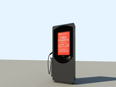 Public Electric Vehicle Charging Station Providing Free Charge Service With Digital Screen 3d model