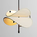 Modern Artistic Pendant Light With Leaf Shaped Cream Yellow Lampshade And Metal Frame