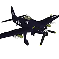 Dark Combat Fighter Jet Equipped With Propeller And Star Insignias