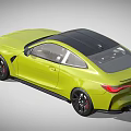 Yellow BMW M4 Two Door Coupe With Black Roof And Sporty Design