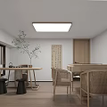 Two Level Restaurant Interior With Dining Tables Chairs Beverage Cooler And Decorative Paintings