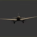 Vintage Twin Propeller Airplane Model With Beige Body Blue Stripes And Russian Flag