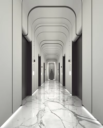 Modern Hotel Hallway Elevator Hall 3d model