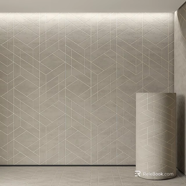 Gray Decorative Component Featuring Geometric Hexagon Lines And Rolled Material 3d model 