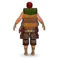 Fantasy Character With Red Headscarf Backpack And Beast Creature Companion