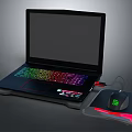 Gaming Laptop with RGB Backlit Keyboard Mouse and Mouse Pad Setup