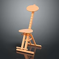 Unique Design Wooden Stool With Round Seat Round Backrest And Ladder Like Structure