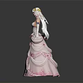 Elegant Fairy Princess Wearing Pink Floral Bow Gown With Flower Crown And White Gloves