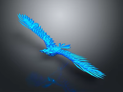Blue 3D Eagle Model with Spread Wings and Detailed Feathers 3d model