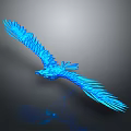 Blue 3D Eagle Model with Spread Wings and Detailed Feathers