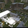 Aerial View Planning of Modern Residential Commercial Buildings With Green Spaces and Road Layout