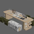 Handicraft Workshop Table and Chair Long Table Desk 3d model