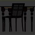 Dark Square Dining Table With Decorative Legs And Perforated Back Chair