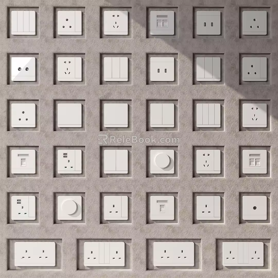 Modern socket switch socket combination 3d model