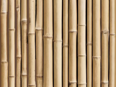 Natural Bamboo Poles Wall Design With Vertical Strips And Smooth Texture For Home 3d model