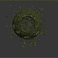 Cartoon Scene Of Moss Covered Broken Stone Built Dome With Scattered Stones