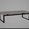 Modern Minimalist Coffee Table With Gray Sleek Top And Black Metal Frame