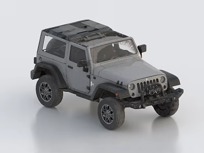 Gray Off Road Car Model With Roof Rack Black Wheels And Front Grille 3d model