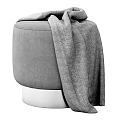 Beige Upholstered Ottoman with Gold Base and Soft Blanket and Multiple Color Choices