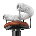 Modern Bar Stools With Gray Faux Fur Brown Leather Seats Black Gold Fluted Bases
